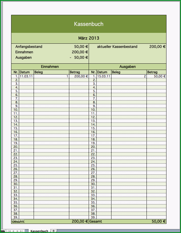 kostenloses kassenbuch mit excel vorlage