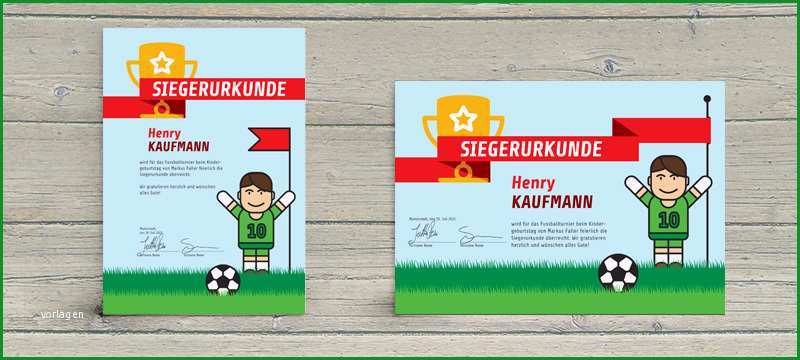 kreatives urkundendesign fuer kinder fussball im hoch und querformat