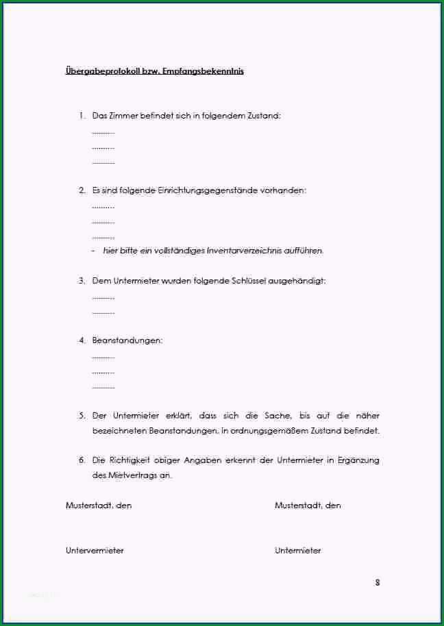 kundigungsschreiben untermietvertrag vorlage