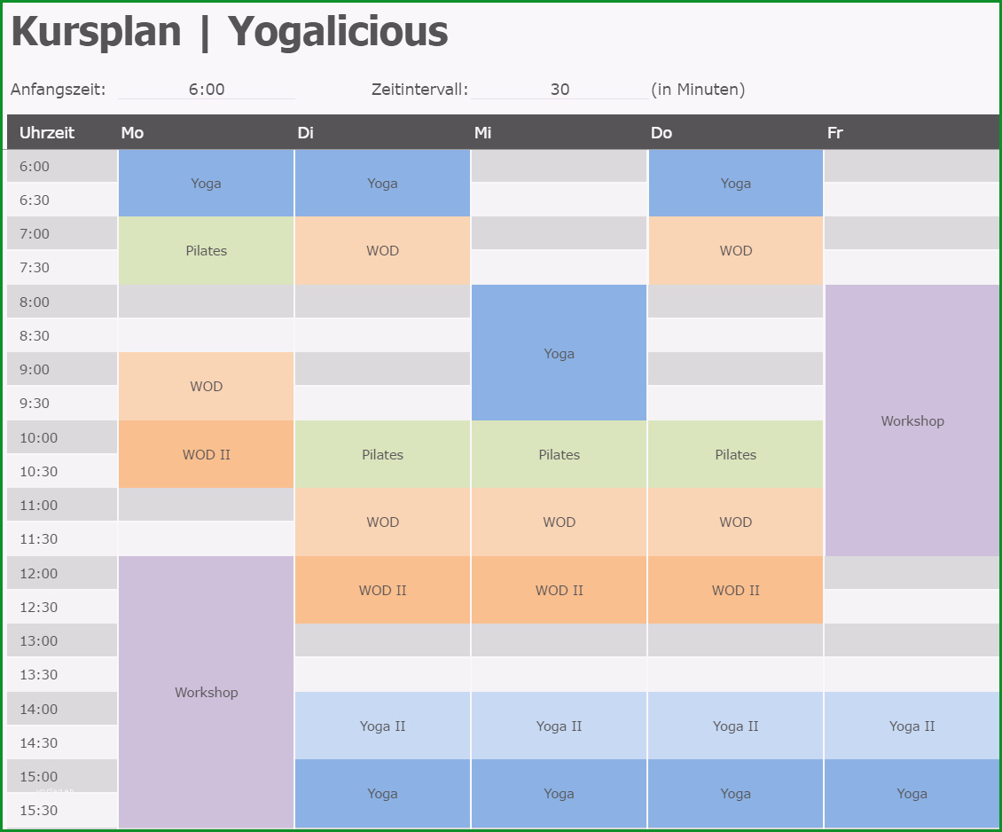 kursplan in excel erstellen mit kostenloser vorlage