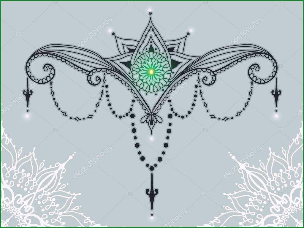 stock illustration mehndy flowers tattoo template