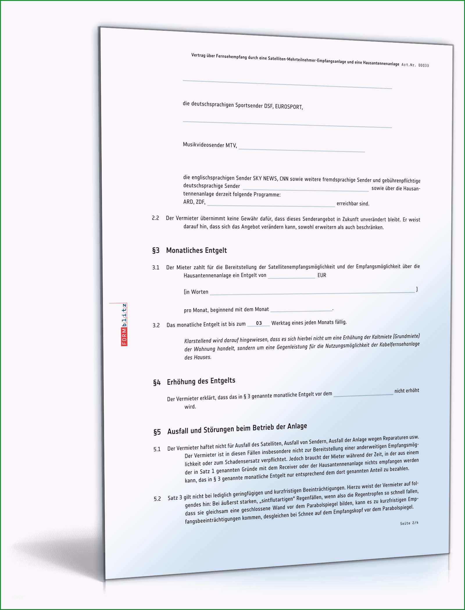 vertrag hausantenne satellit