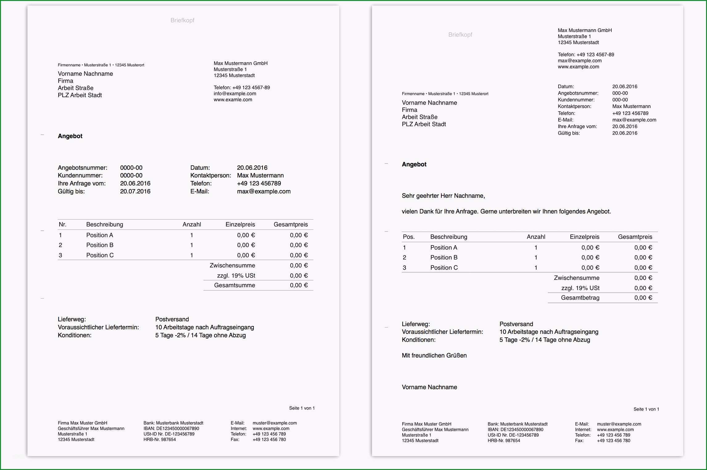 angebotsvorlage fuer pages