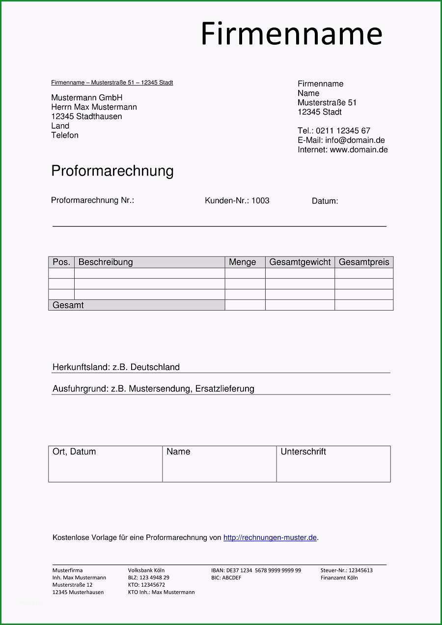 proforma rechnung