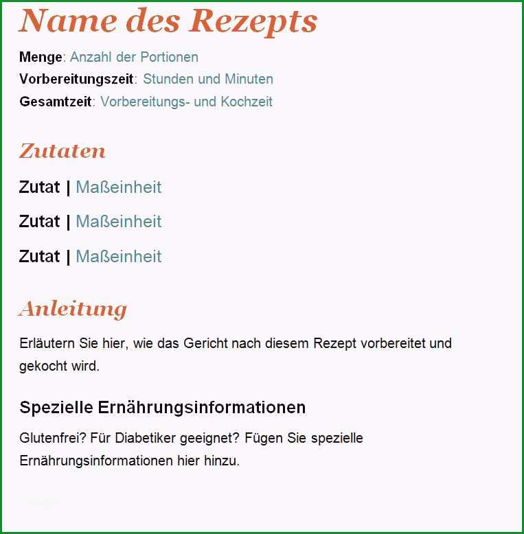 Schockieren Rezept Karten Vorlage Word Vorlagen