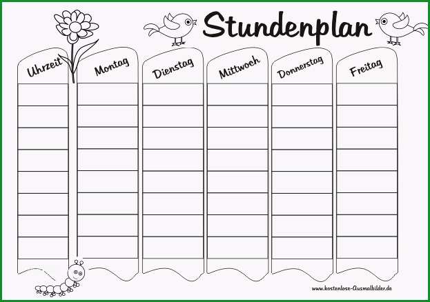 Stundenplan zum ausmalen 1