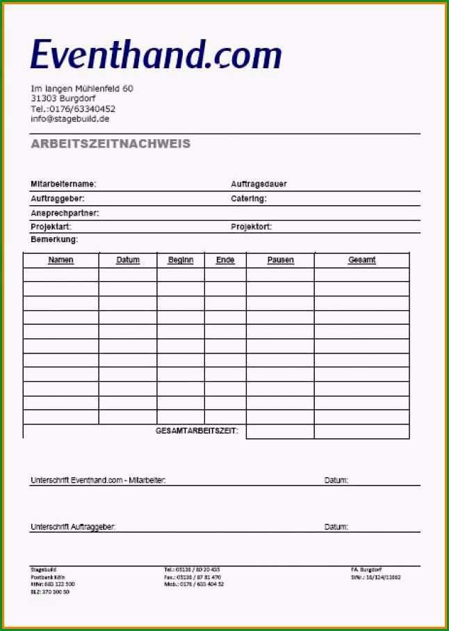 stundenzettel datev excel