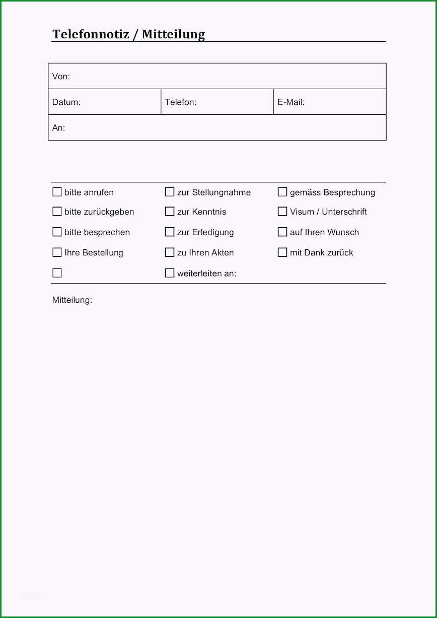 telefonnotiz vorlage excel kostenlos