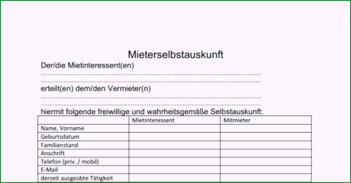 mieterselbstauskunft vorlage 2016