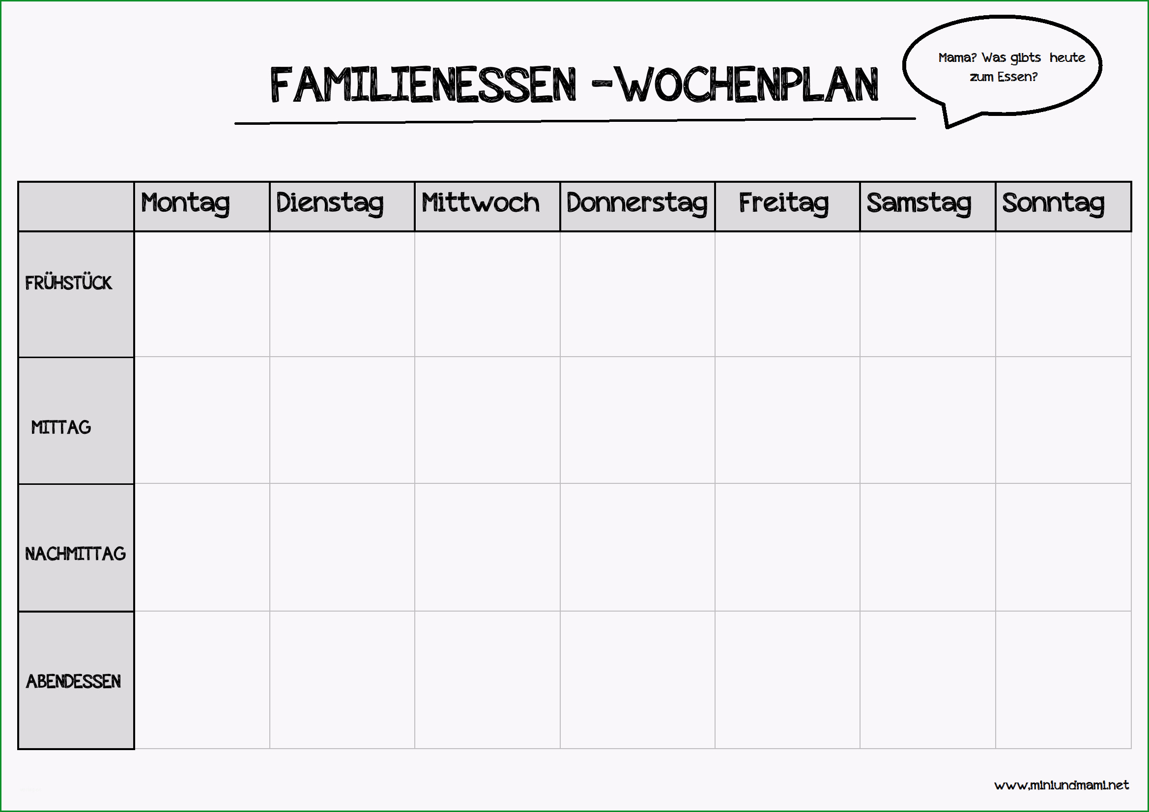 unser familienessen wochenplan