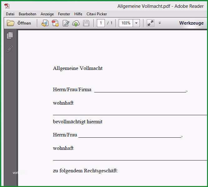 Vollmacht PDF Vorlage