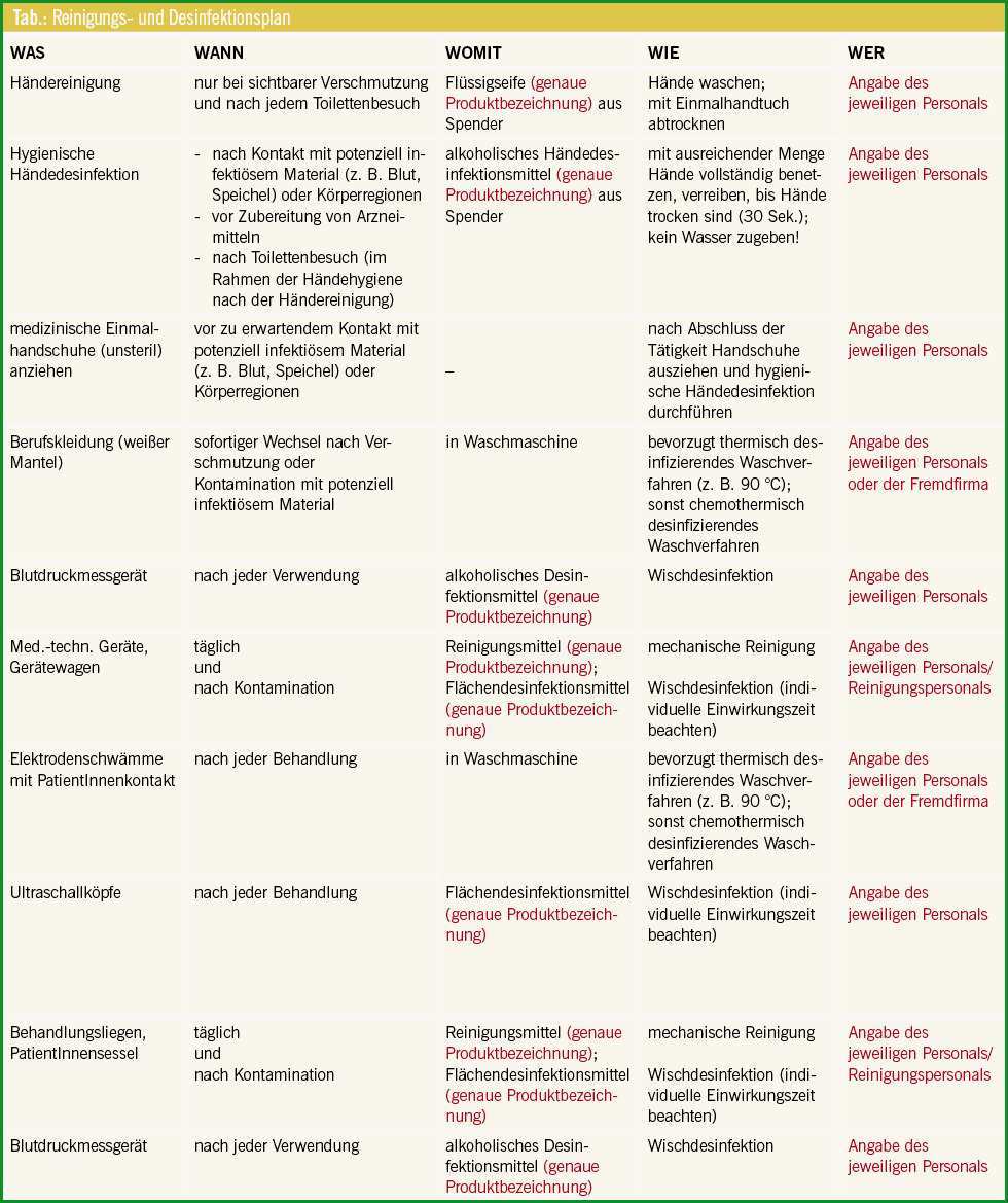 12 hygieneplan vorlage