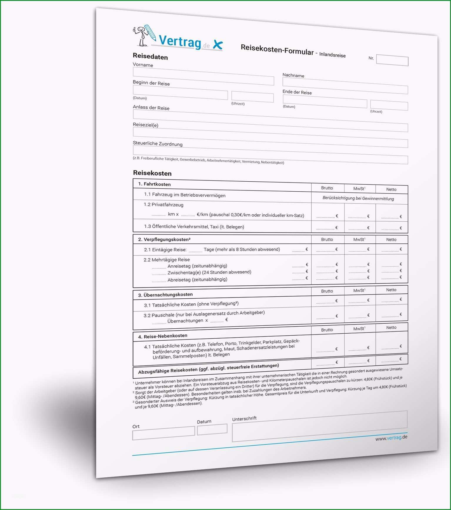 12 reisekostenabrechnung formular kostenlos excel