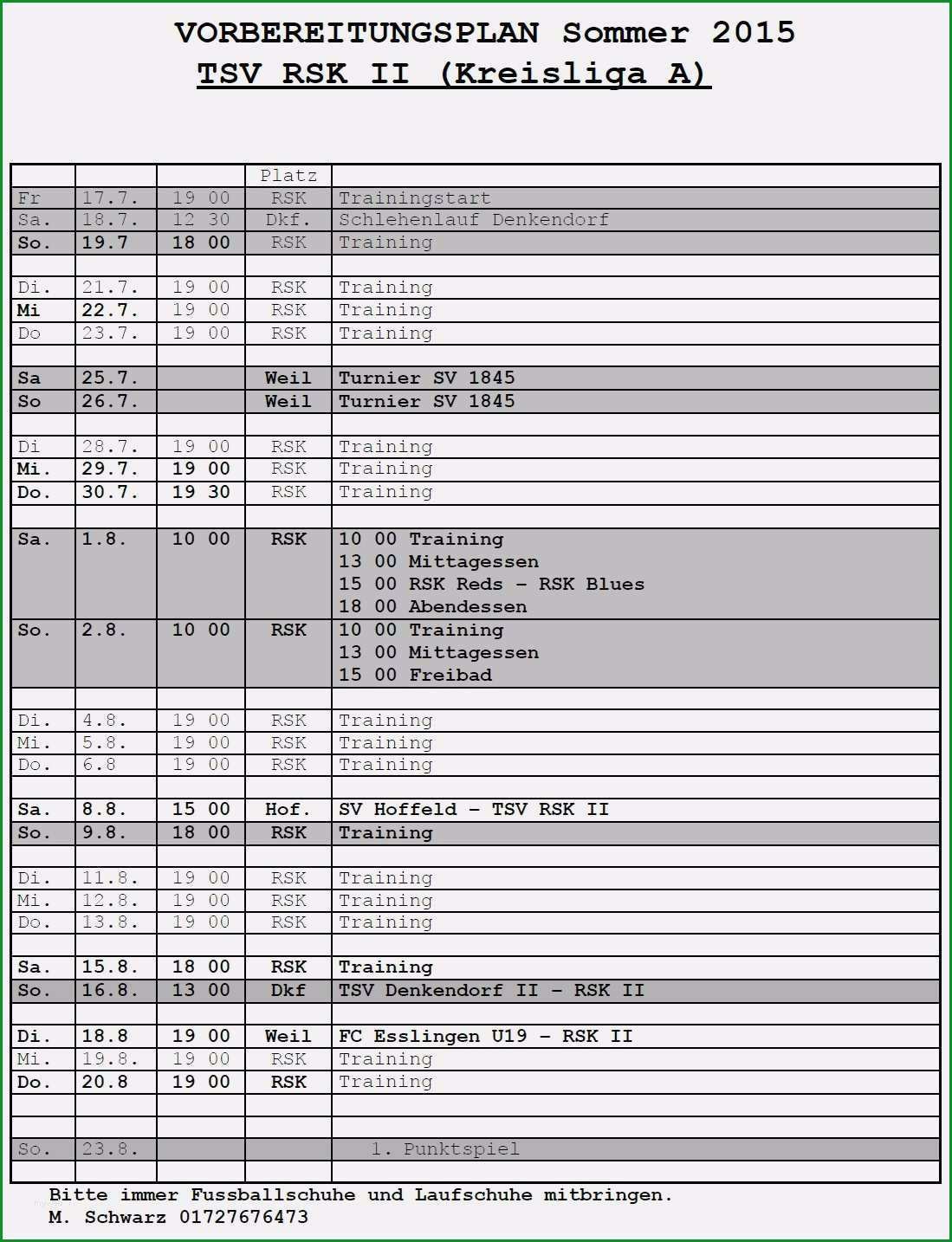 13 excel trainingsplan vorlage