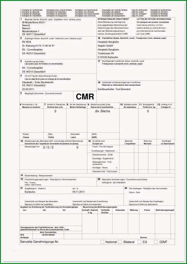 frachtbrief vorlage fur wort