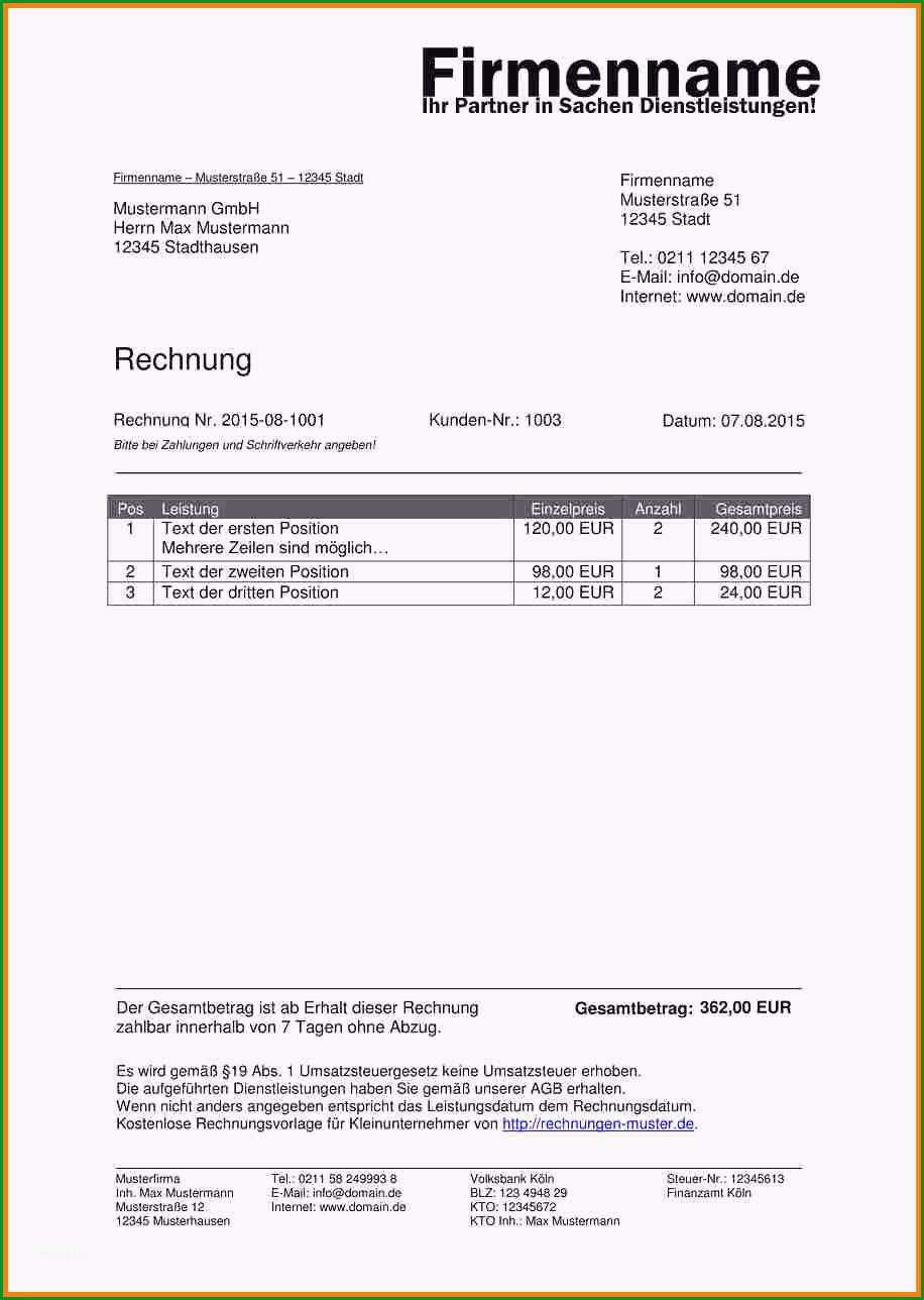 15 proforma rechnung beispiel