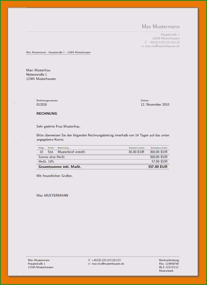 15 rechnung muster ohne mwst