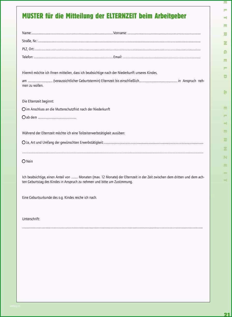 16 antrag elternzeit arbeitgeber muster kostenlos