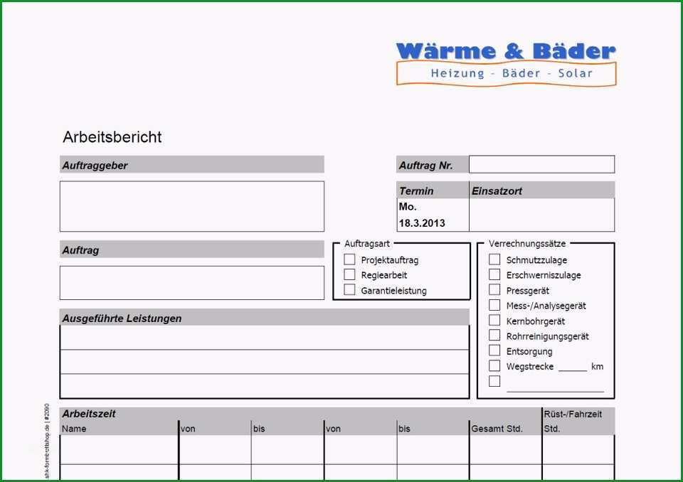 16 arbeitsbericht vorlage