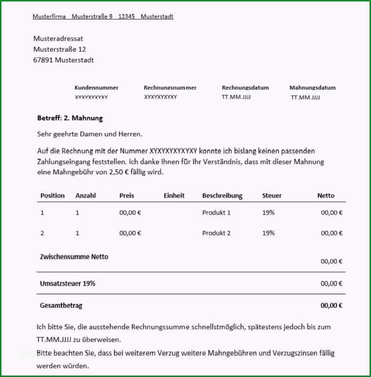 2 mahnung fuer freiberufler vorlage muster