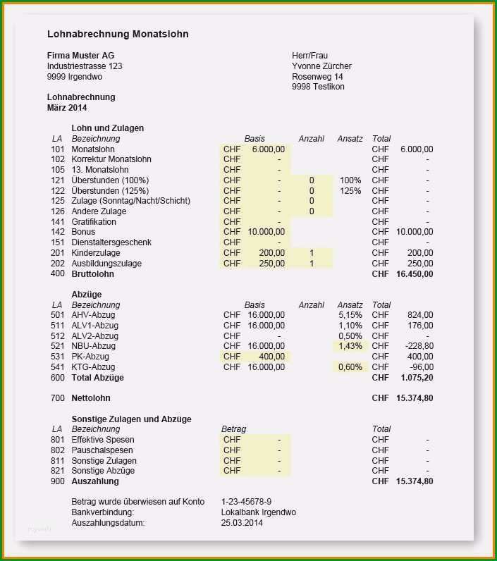 20 lohnabrechnung muster word