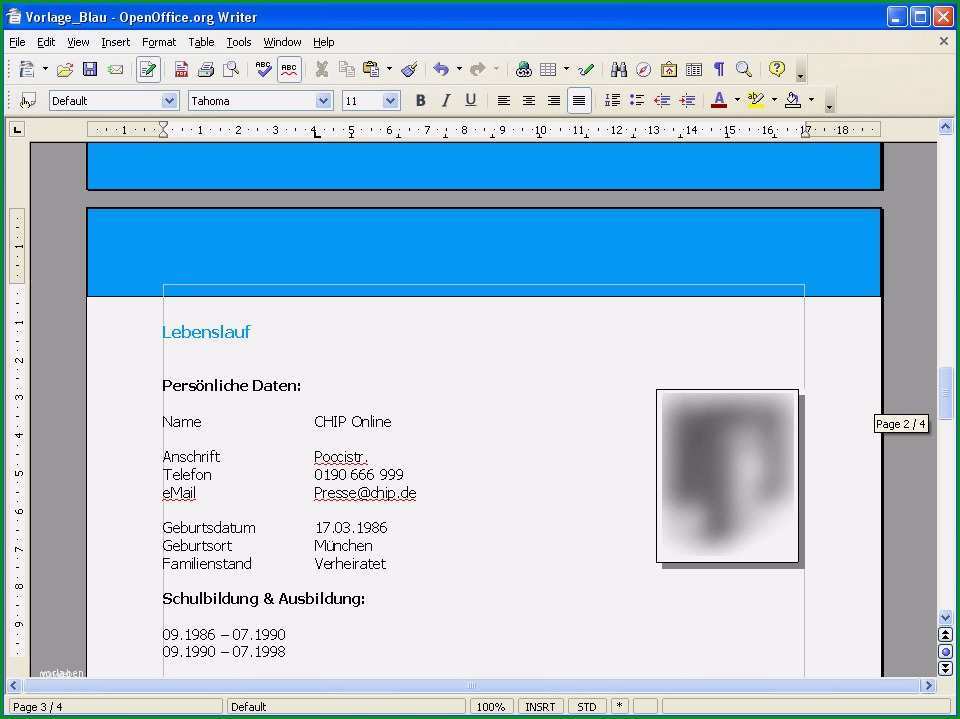 20 openoffice vorlage lebenslauf