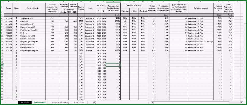 verpflegungsmehraufwand excel vorlage kostenlos