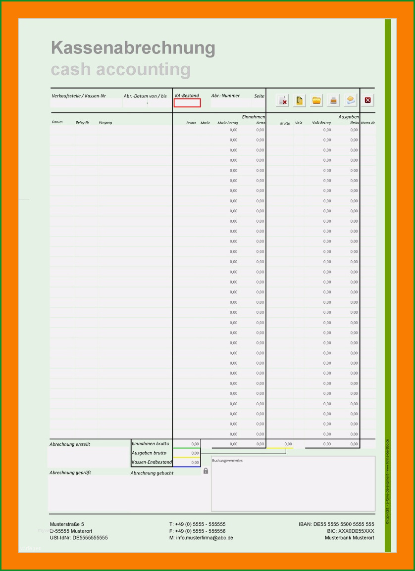 9 kassenbericht muster kostenlos