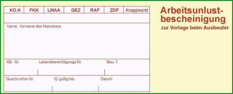 arbeitsunlustbescheinigung