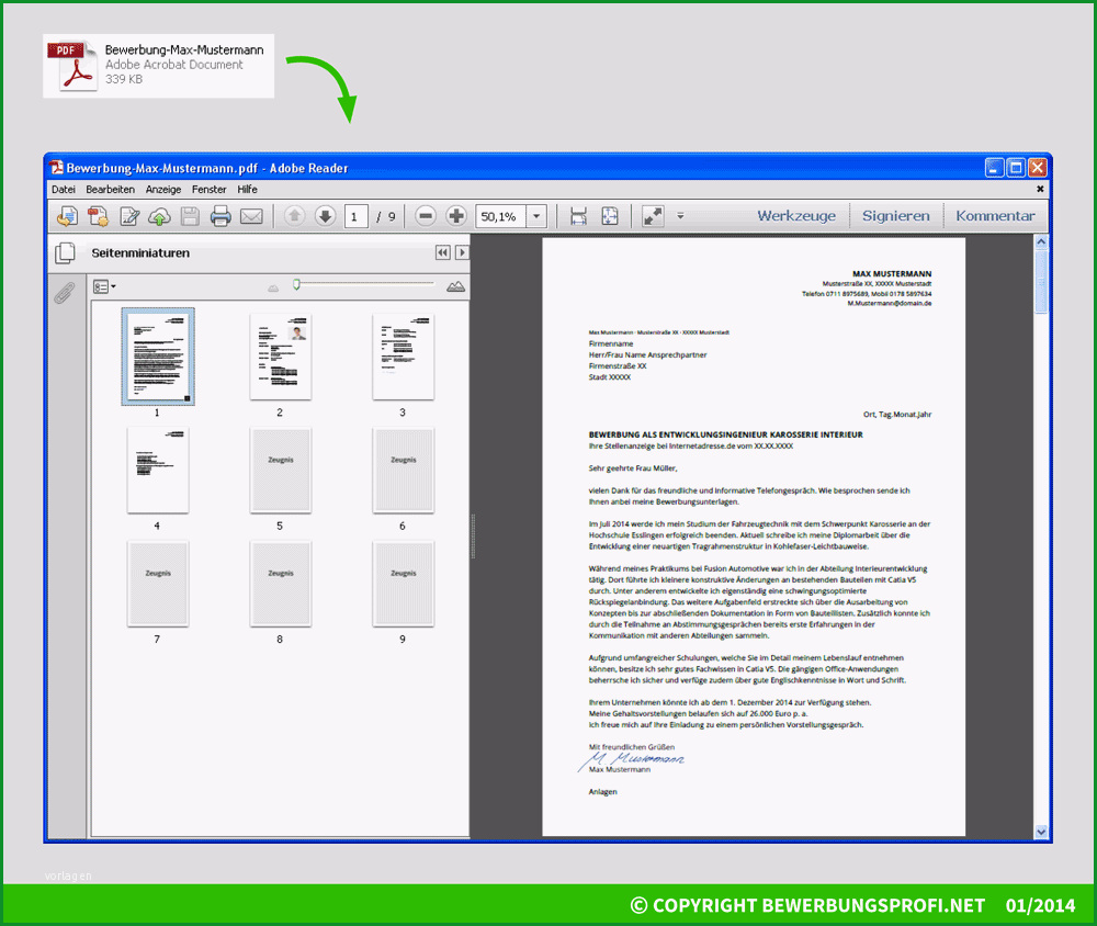 bewerbung per email muster