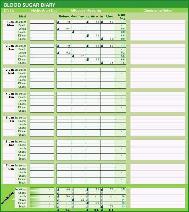 blutzucker tagebuch excel vorlage