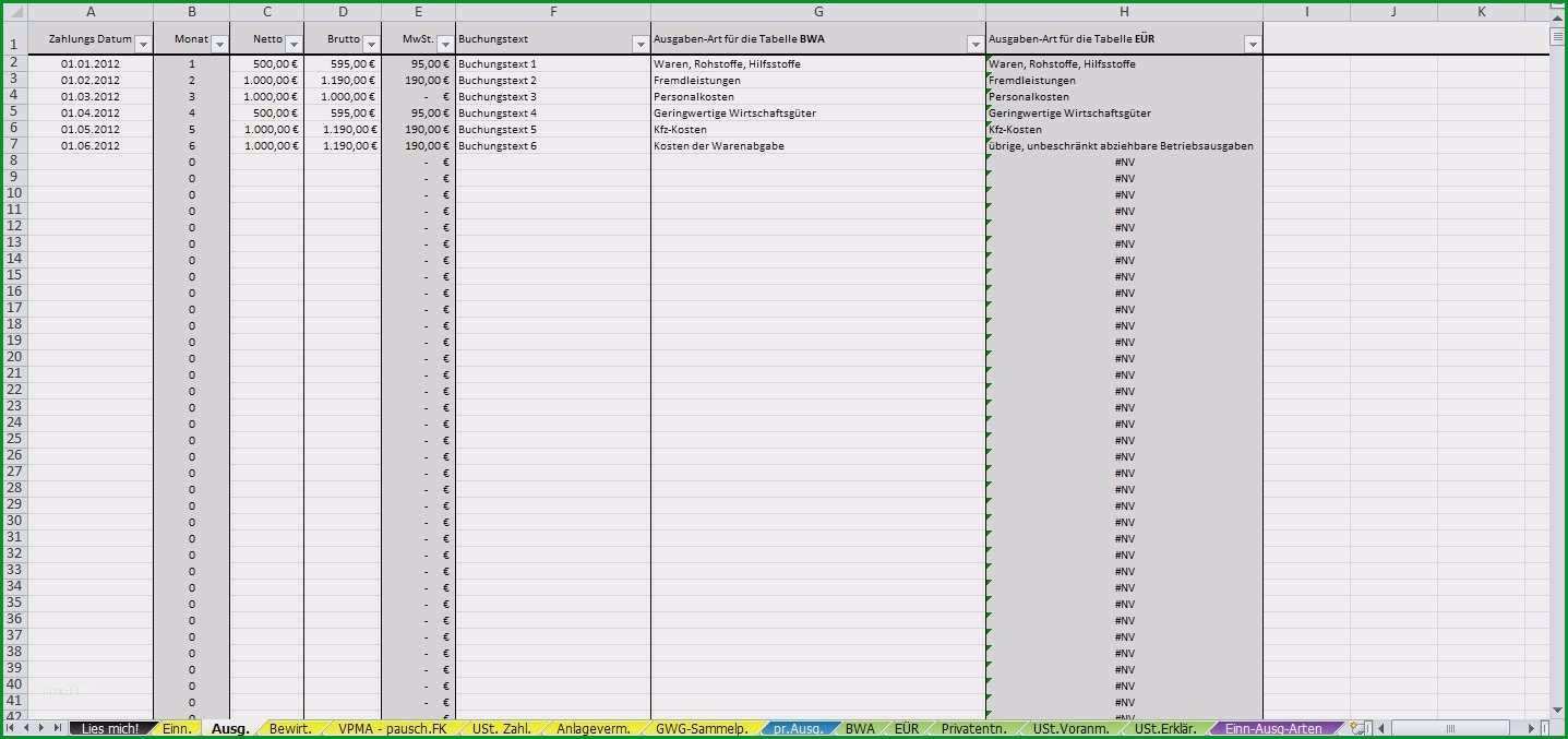 buchhaltung kleingewerbe excel vorlage grosartig excelvorlageeinnahmenuberschussrechnung eur 2012 pierre tunger