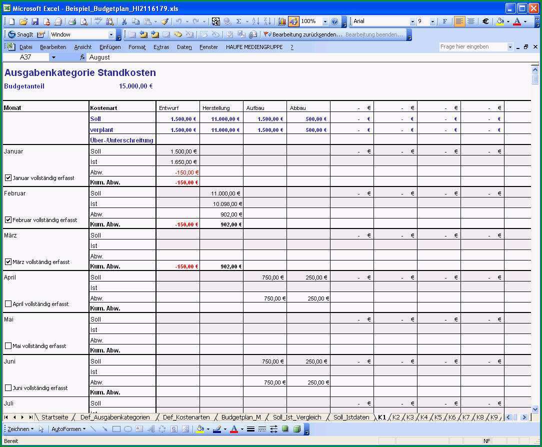 bud planung excel