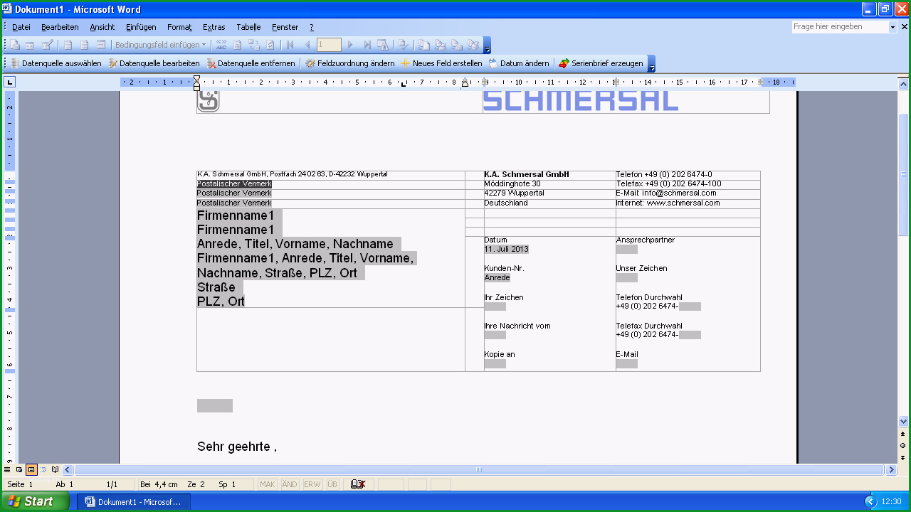 programmierung word serienbrief