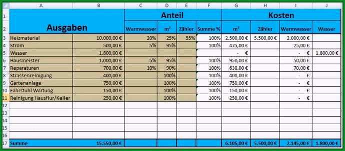 excel vorlage betriebskostenabrechnung faszinieren nebenkostenabrechnung excel nebenkostenabrechnung erstellen