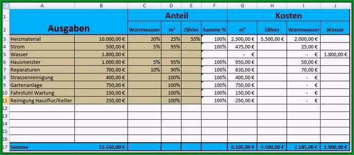 excel vorlage betriebskostenabrechnung faszinieren nebenkostenabrechnung excel nebenkostenabrechnung erstellen