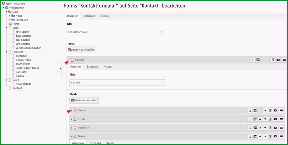 faq kontaktformular bearbeiten