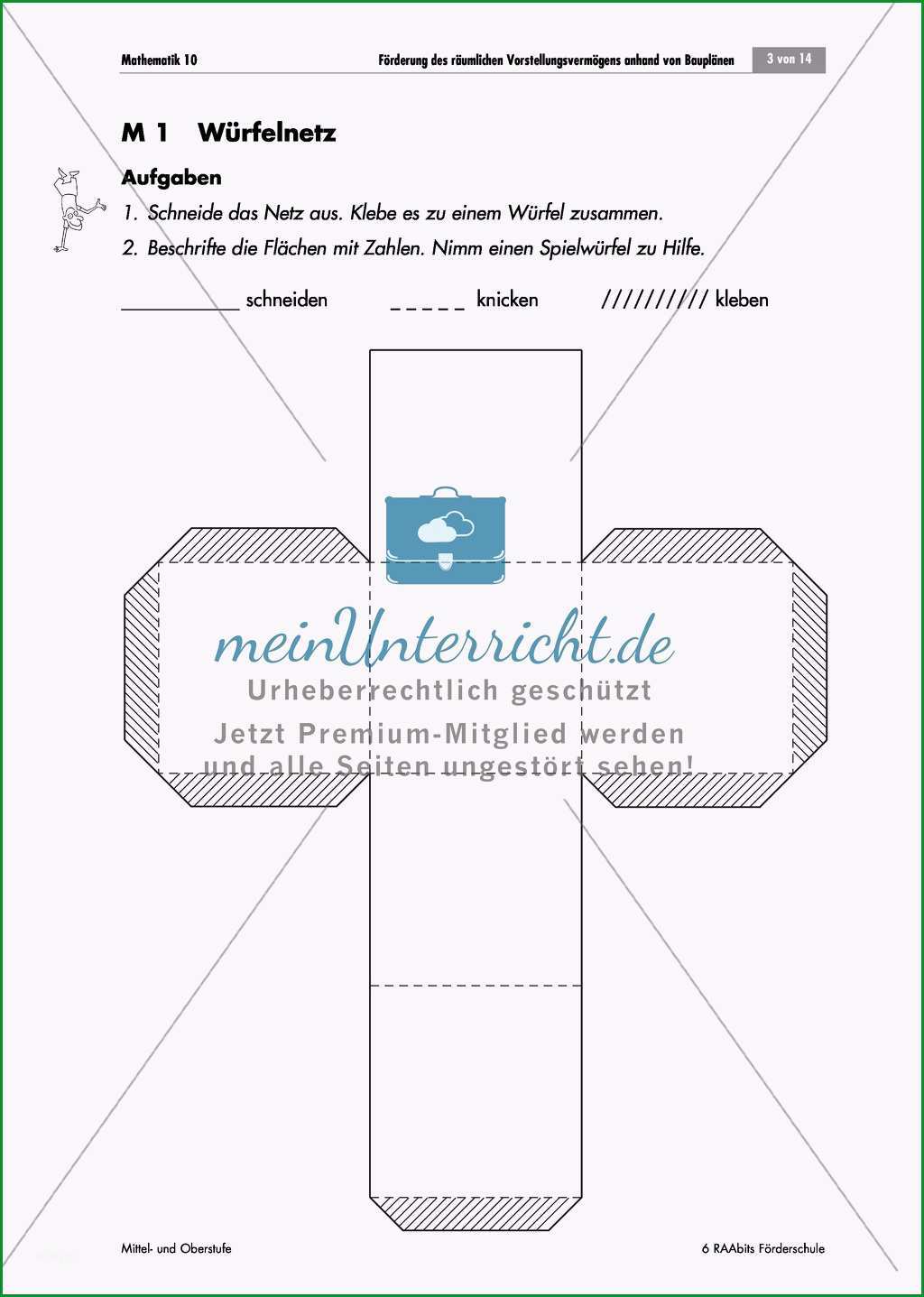 forderung des raumlichen vorstellungsvermogens einen wurfel mit vorlage basteln