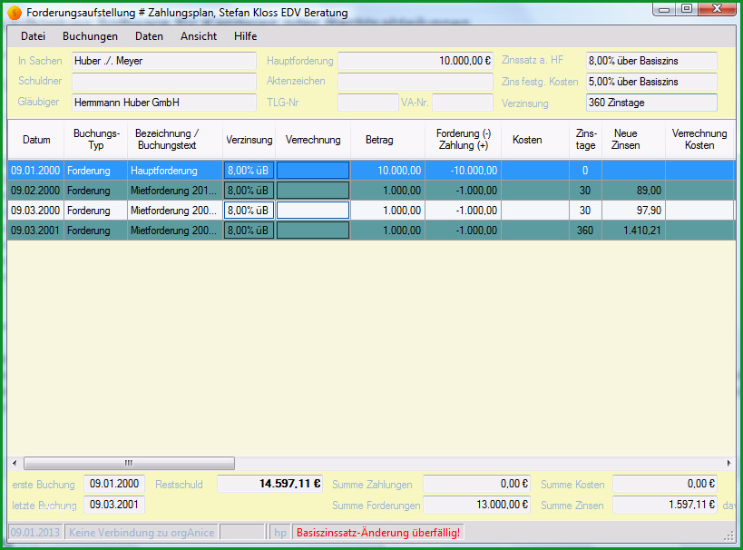 forderungsaufstellung programm muster