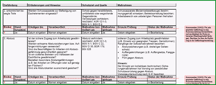 gefaehrdungsbeurteilung montage von dachelementen