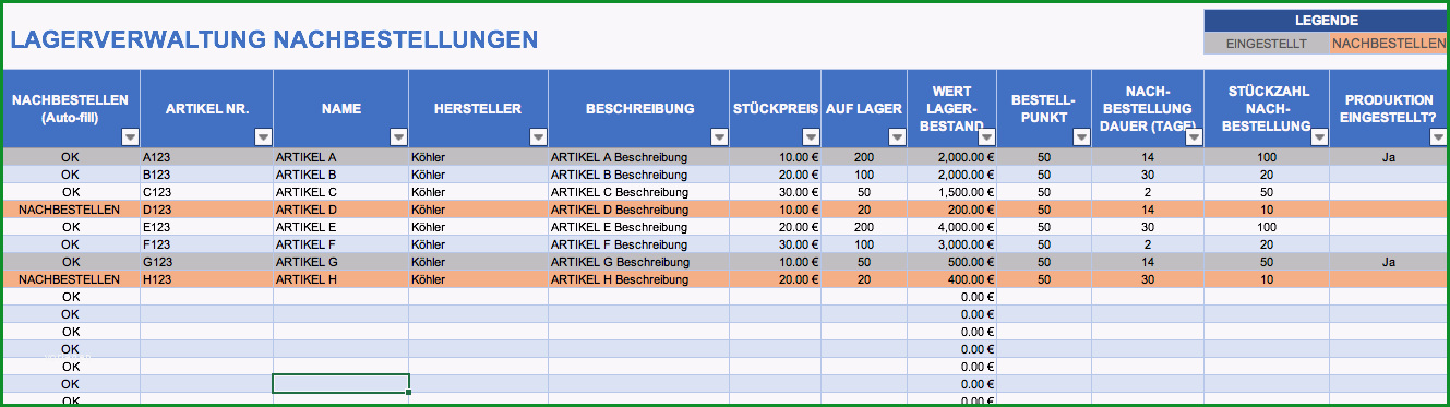 kostenlose excel inventar vorlagen