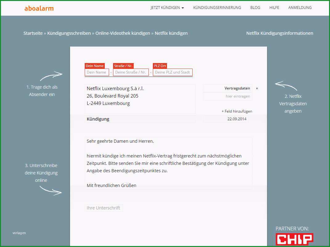 Netflix kuendigen Vorlage