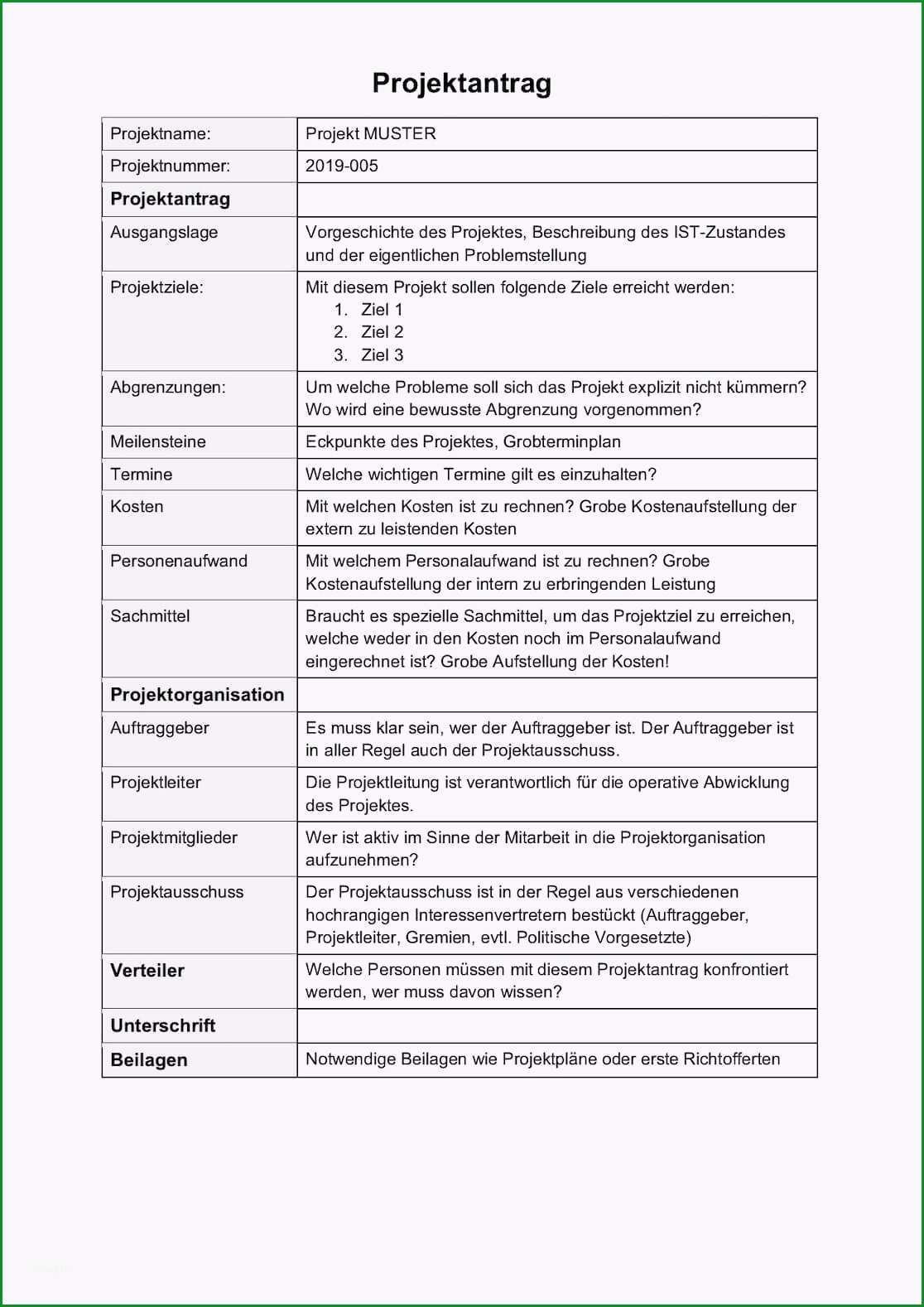 projektantrag vorlage