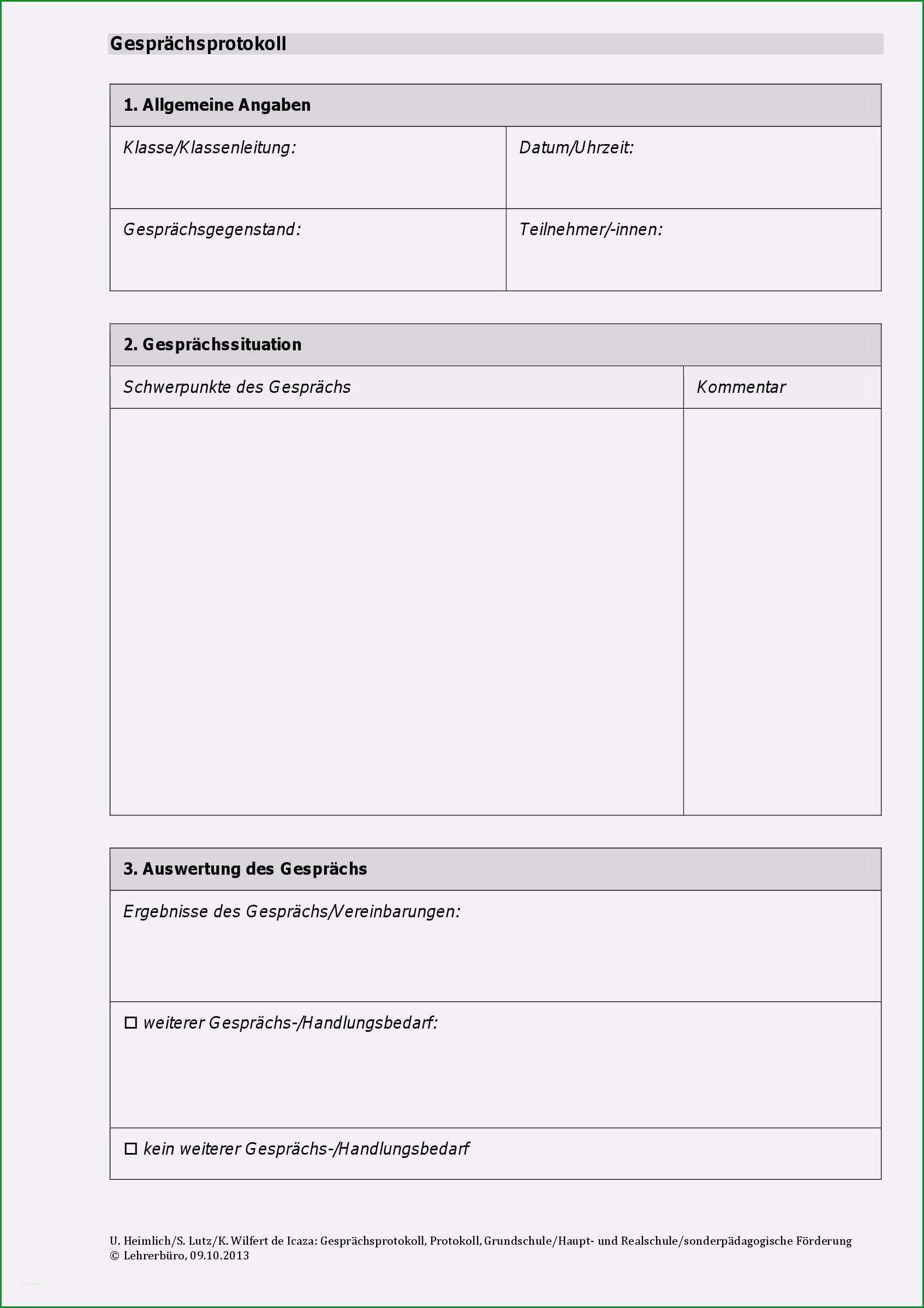 Selten Protokoll Elterngespräch Vorlage Cool Schwerpunkte