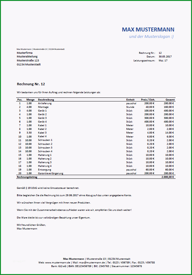 rechnung vorlage ec