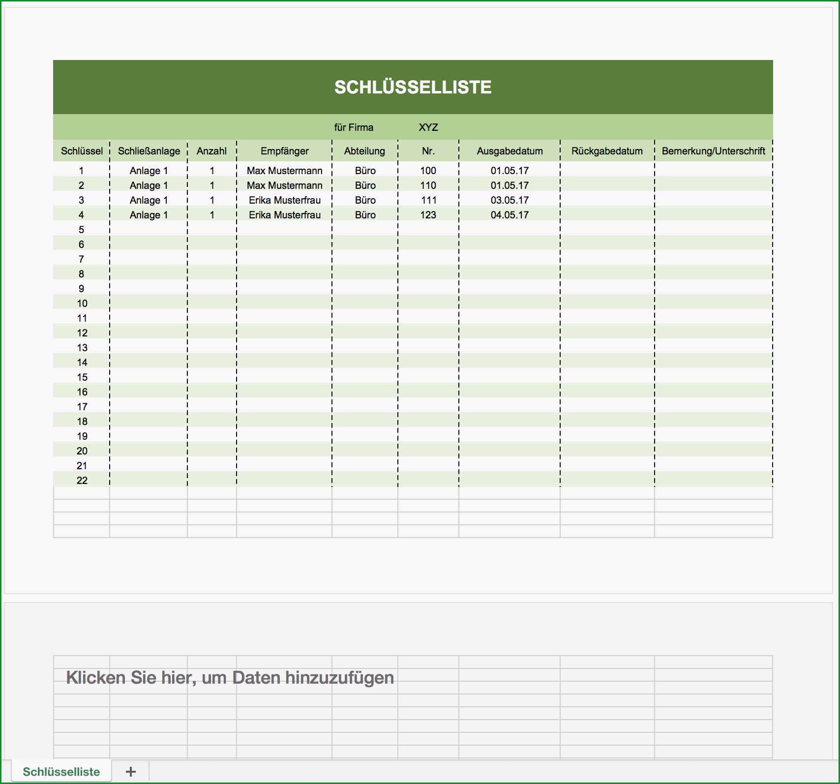 Selten Schlüsselliste Und Plan