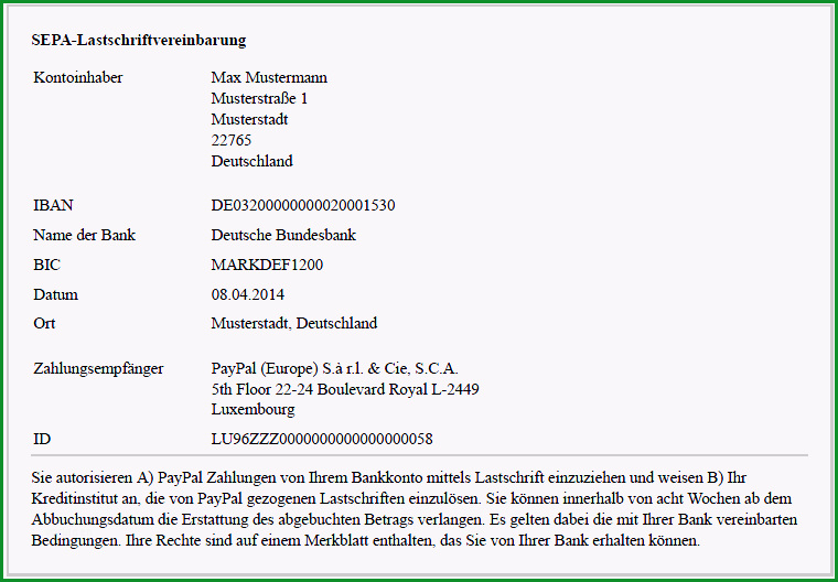 Selten Sepa Lastschriftmandat Vorlage Papacfo