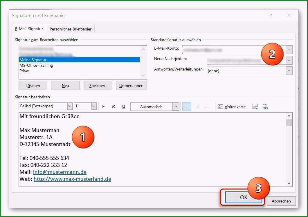 signatur in outlook erstellen