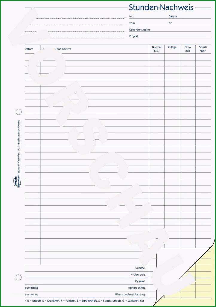 stundennachweis muster