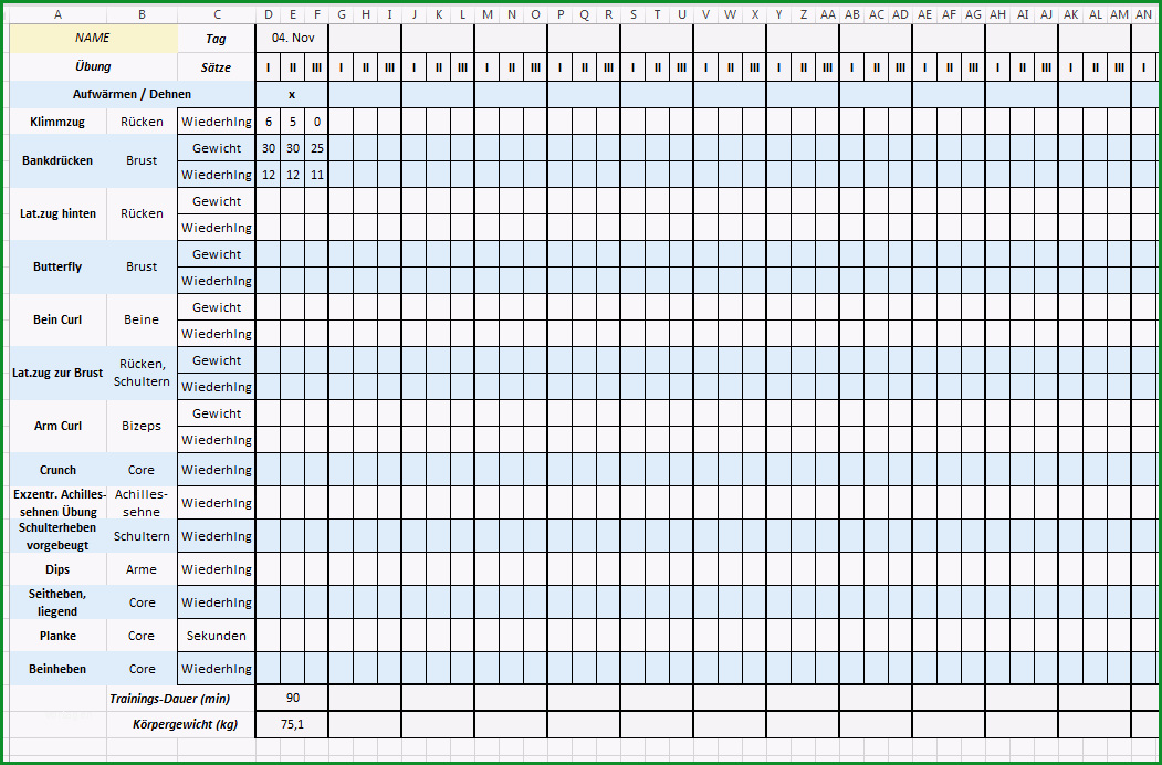 trainingsplan erstellen vorlage